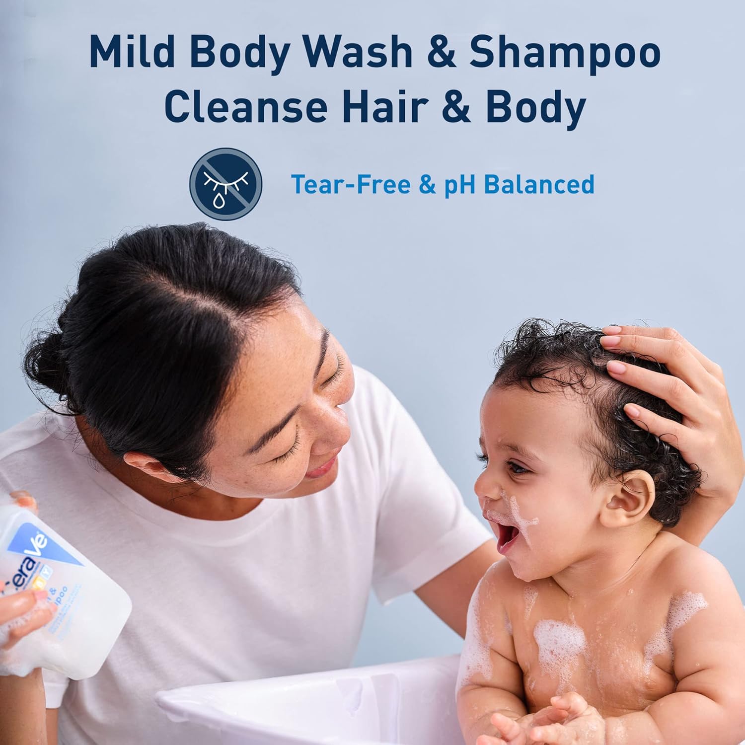 CeraVe Baby Wash & Shampoo, Tear-Free 2-in-1 Bath Wash for Hair & Skin, with Vitamin E, Fr