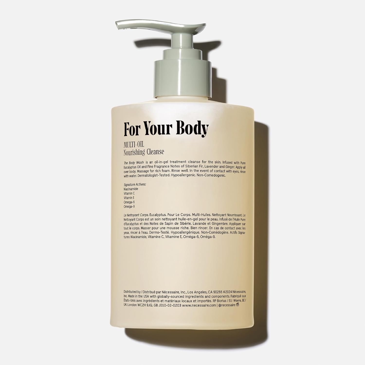 Nécessaire The Body Wash Eucalyptus — Multi-Oil Shower Gel Body Wash for Women + Men. Non-Comedogenic + Hypoallergenic for Sensitive Skin with Niacinamide. 500ml/16.9 fl oz Eucalyptus 16.9 Fl Oz (Pack of 1)